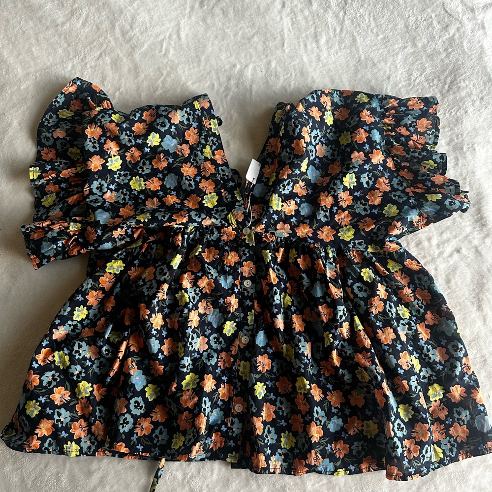 Flowy Japanese Boutique NWT Floral Ruffle Sleeve Blouse women's small